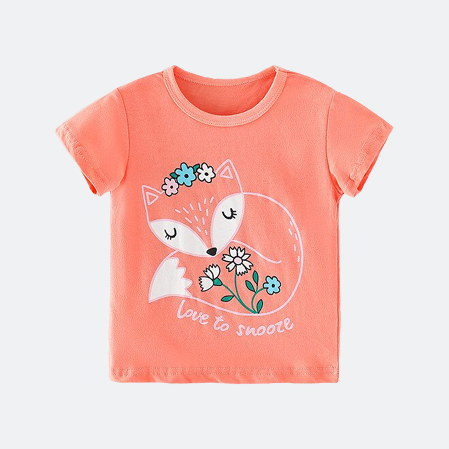 Sleepy Fox T-Shirt for Kids - Girls Sleepy Fox T-Shirt for Kids - Girls
